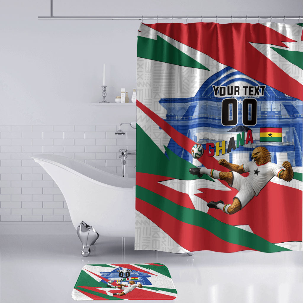Personalized Ghana Soccer Eagle Bathroom Set Ghana Flag Kente - Black Stars Football Stadium Graphic