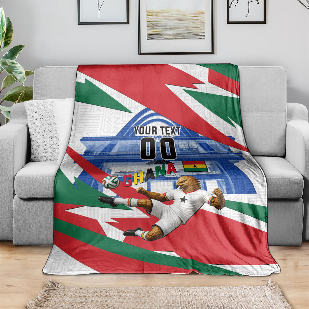 Personalized Ghana Soccer Eagle Blanket Ghana Flag Kente - Black Stars Football Stadium Graphic
