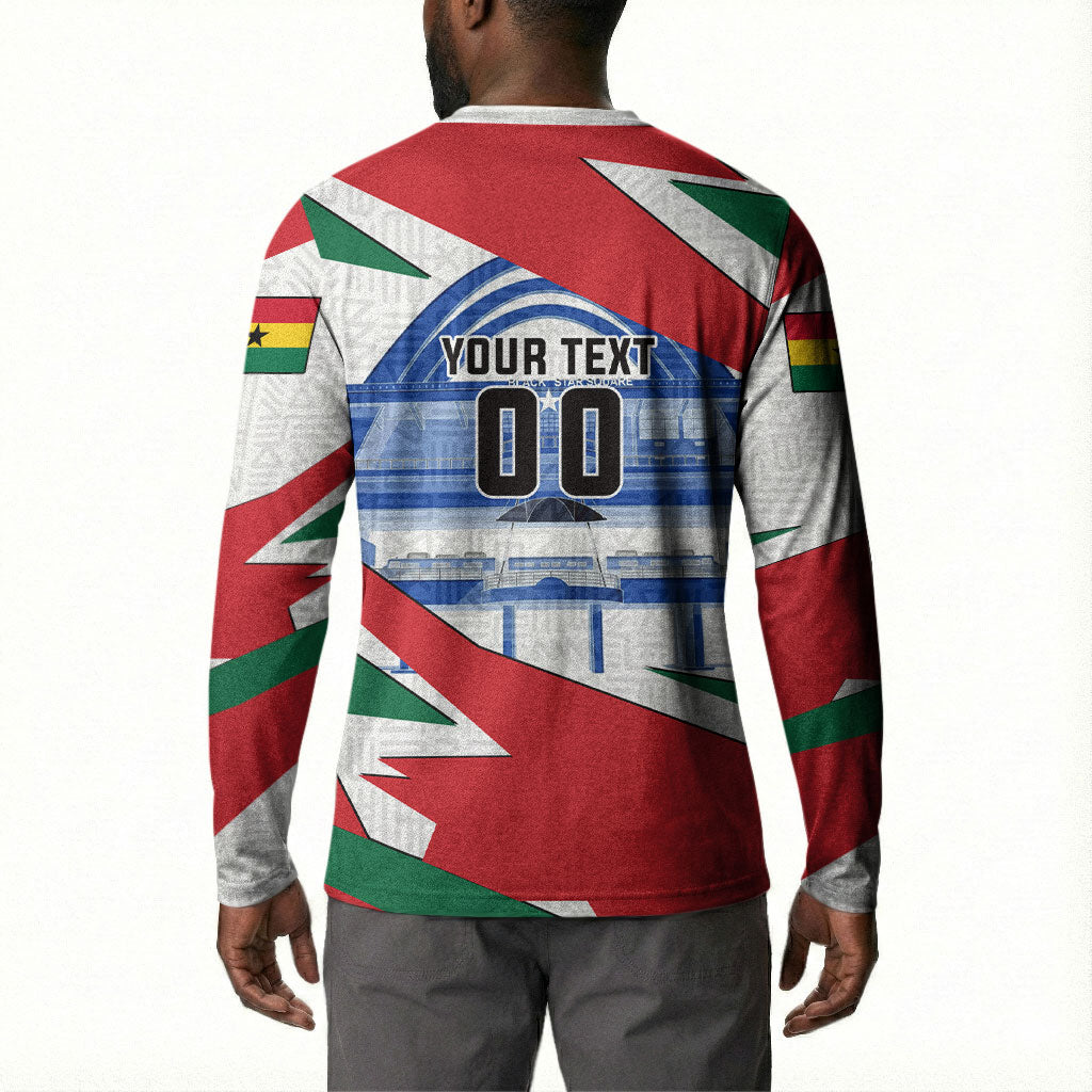 Personalized Ghana Soccer Eagle Button Sweatshirt Ghana Flag Kente - Black Stars Football Stadium Graphic