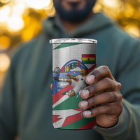 Personalized Ghana Soccer Eagle 4 in 1 Can Cooler Tumbler Ghana Flag Kente - Black Stars Football Stadium Graphic