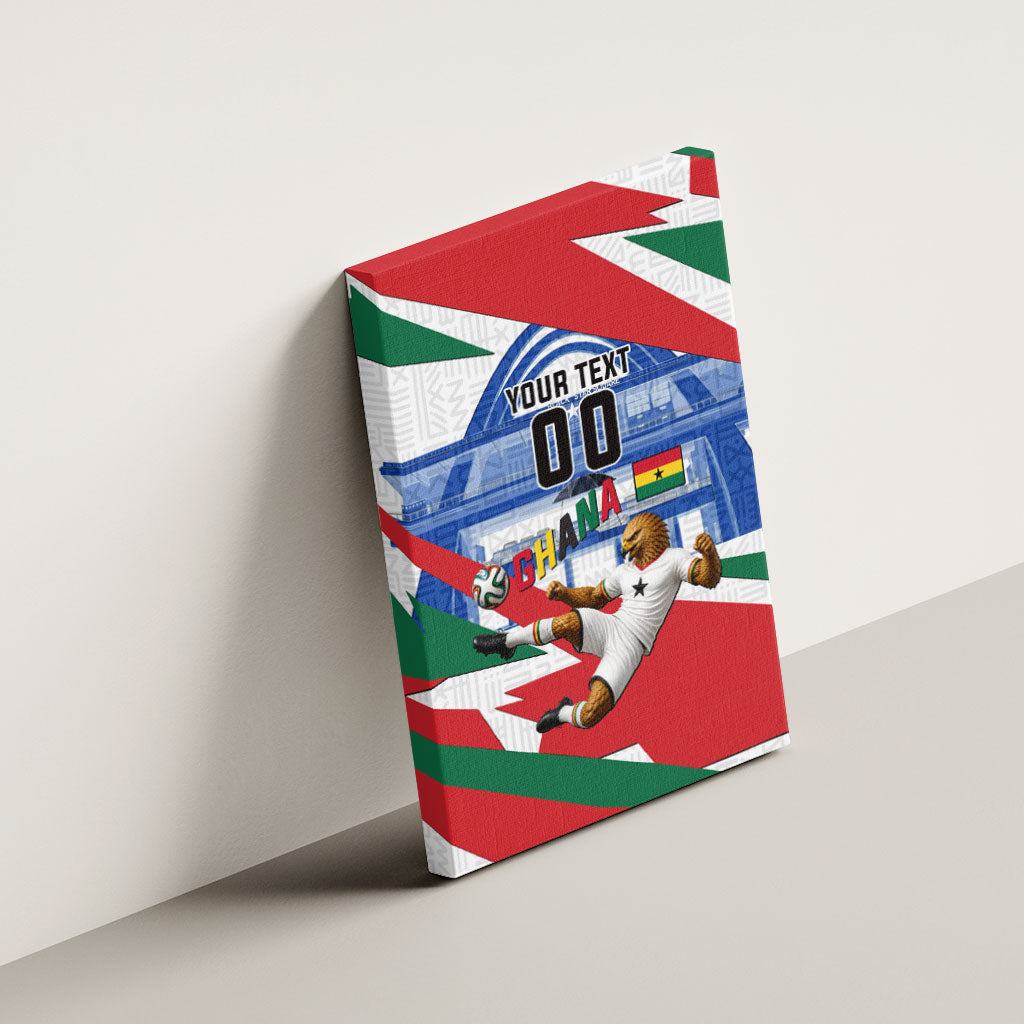 Personalized Ghana Soccer Eagle Canvas Wall Art Ghana Flag Kente - Black Stars Football Stadium Graphic