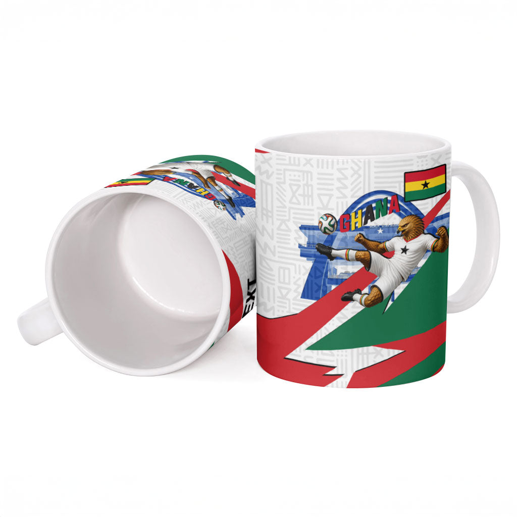 Personalized Ghana Soccer Eagle Ceramic Mug Ghana Flag Kente - Black Stars Football Stadium Graphic