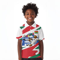 Personalized Ghana Soccer Eagle Kid Polo Shirt Ghana Flag Kente - Black Stars Football Stadium Graphic