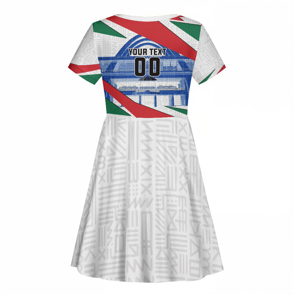 Personalized Ghana Soccer Eagle Kid Short Sleeve Dress Ghana Flag Kente - Black Stars Football Stadium Graphic
