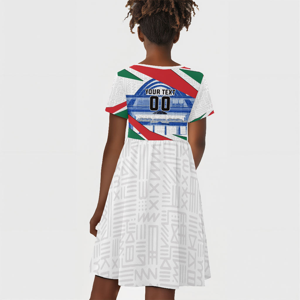 Personalized Ghana Soccer Eagle Kid Short Sleeve Dress Ghana Flag Kente - Black Stars Football Stadium Graphic