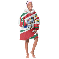 Personalized Ghana Soccer Eagle Kid Wearable Blanket Hoodie Ghana Flag Kente - Black Stars Football Stadium Graphic