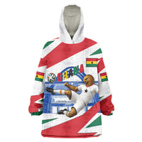 Personalized Ghana Soccer Eagle Kid Wearable Blanket Hoodie Ghana Flag Kente - Black Stars Football Stadium Graphic