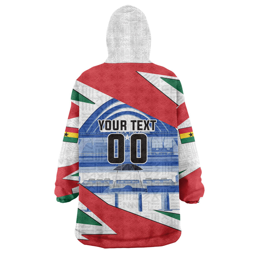 Personalized Ghana Soccer Eagle Kid Wearable Blanket Hoodie Ghana Flag Kente - Black Stars Football Stadium Graphic