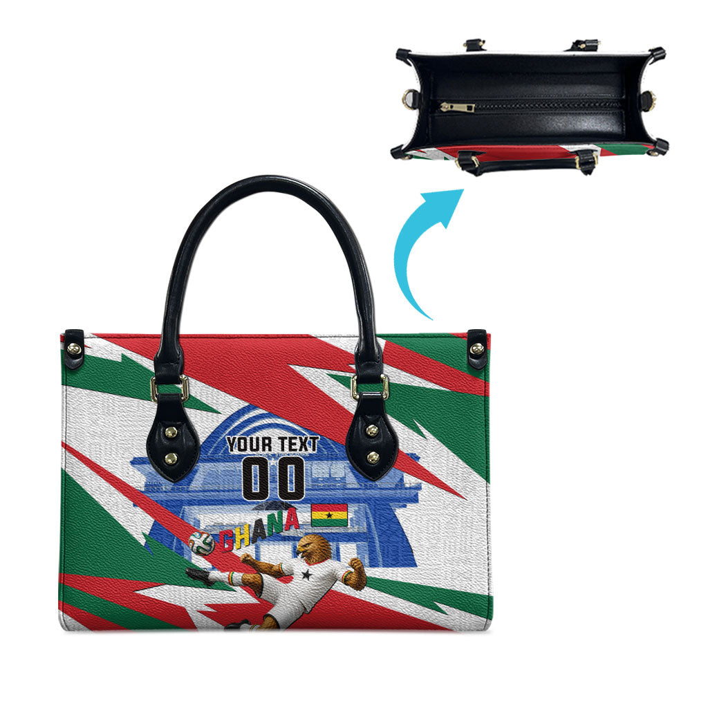 Personalized Ghana Soccer Eagle Leather Bag Ghana Flag Kente - Black Stars Football Stadium Graphic