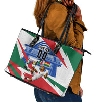 Personalized Ghana Soccer Eagle Leather Tote Bag Ghana Flag Kente - Black Stars Football Stadium Graphic