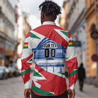 Personalized Ghana Soccer Eagle Long Sleeve Button Shirt Ghana Flag Kente - Black Stars Football Stadium Graphic