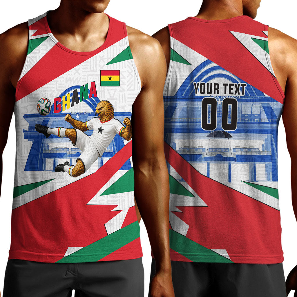 Personalized Ghana Soccer Eagle Men Tank Top Ghana Flag Kente - Black Stars Football Stadium Graphic