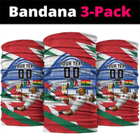 Personalized Ghana Soccer Eagle Neck Gaiter Ghana Flag Kente - Black Stars Football Stadium Graphic