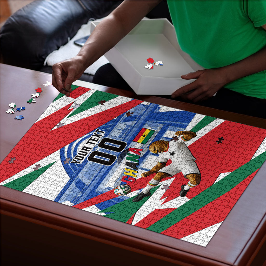 Personalized Ghana Soccer Eagle Puzzle Ghana Flag Kente - Black Stars Football Stadium Graphic