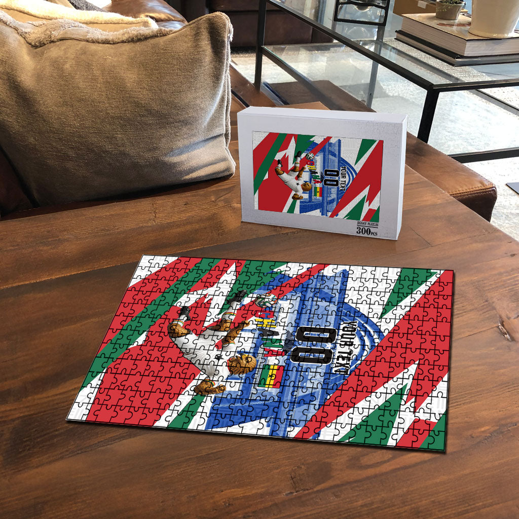 Personalized Ghana Soccer Eagle Puzzle Ghana Flag Kente - Black Stars Football Stadium Graphic