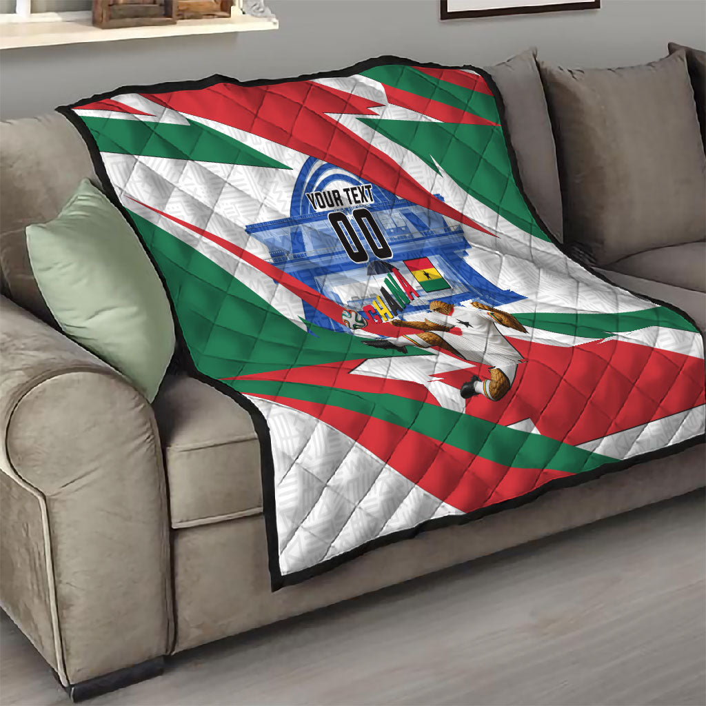 Personalized Ghana Soccer Eagle Quilt Ghana Flag Kente - Black Stars Football Stadium Graphic