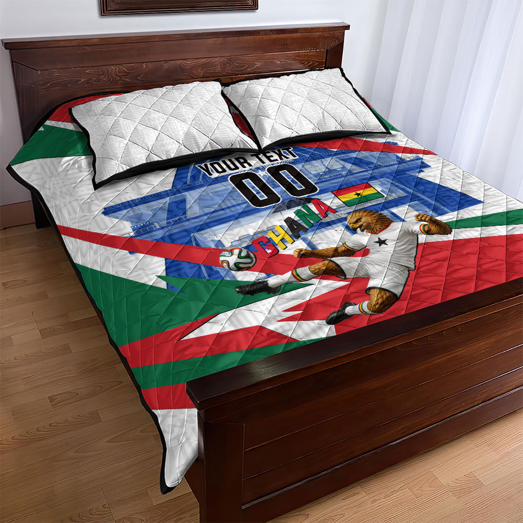 Personalized Ghana Soccer Eagle Quilt Bed Set Ghana Flag Kente - Black Stars Football Stadium Graphic