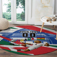 Personalized Ghana Soccer Eagle Round Carpet Ghana Flag Kente - Black Stars Football Stadium Graphic