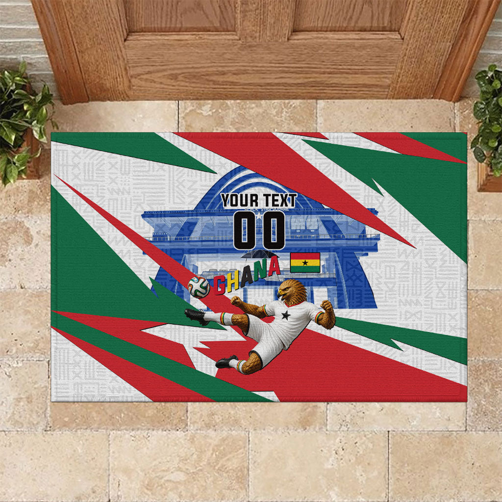 Personalized Ghana Soccer Eagle Rubber Doormat Ghana Flag Kente - Black Stars Football Stadium Graphic