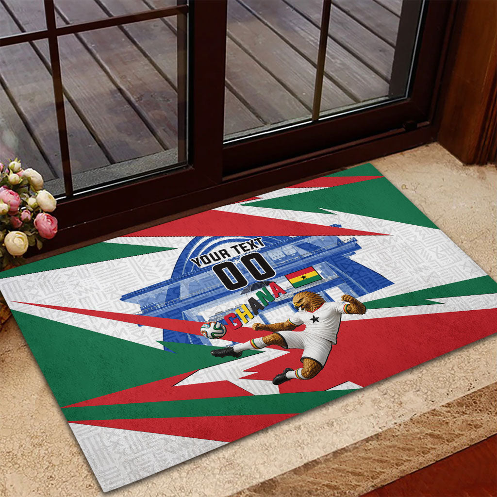 Personalized Ghana Soccer Eagle Rubber Doormat Ghana Flag Kente - Black Stars Football Stadium Graphic