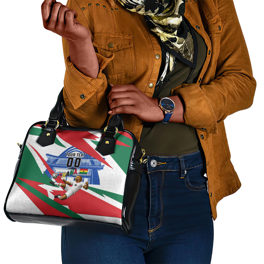 Personalized Ghana Soccer Eagle Shoulder Handbag Ghana Flag Kente - Black Stars Football Stadium Graphic