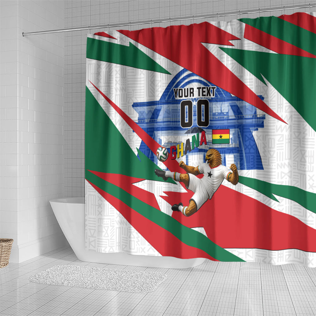 Personalized Ghana Soccer Eagle Shower Curtain Ghana Flag Kente - Black Stars Football Stadium Graphic