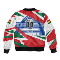Personalized Ghana Soccer Eagle Sleeve Zip Bomber Jacket Ghana Flag Kente - Black Stars Football Stadium Graphic
