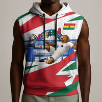 Personalized Ghana Soccer Eagle Sleeveless Hoodie Ghana Flag Kente - Black Stars Football Stadium Graphic