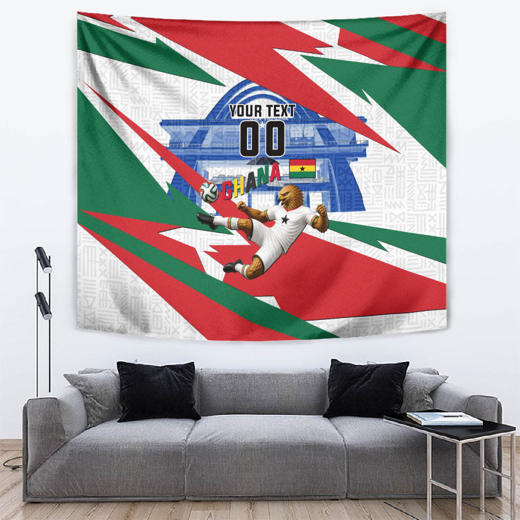 Personalized Ghana Soccer Eagle Tapestry Ghana Flag Kente - Black Stars Football Stadium Graphic