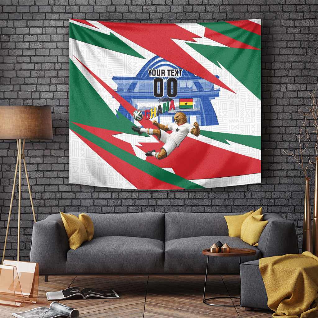 Personalized Ghana Soccer Eagle Tapestry Ghana Flag Kente - Black Stars Football Stadium Graphic