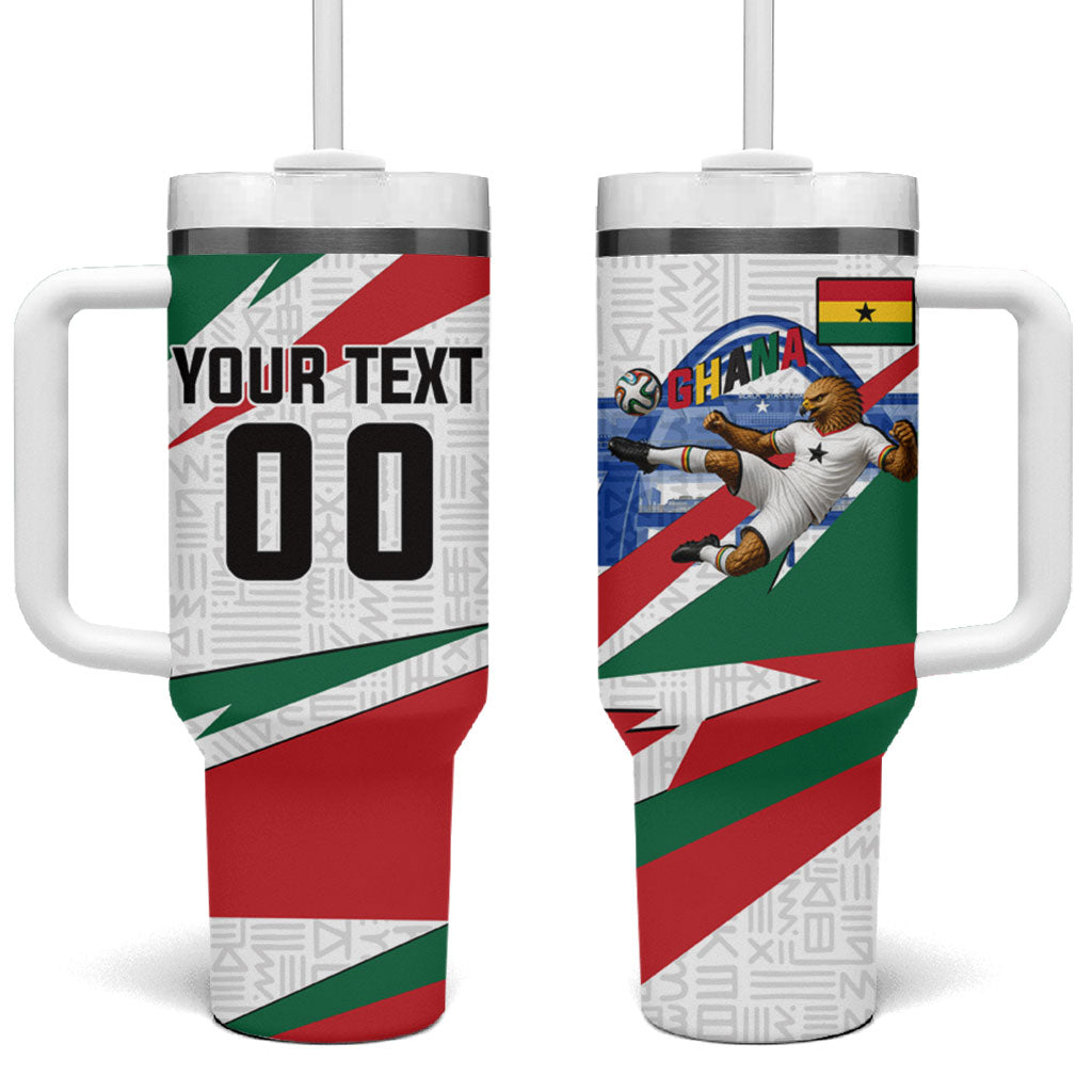 Personalized Ghana Soccer Eagle Tumbler With Handle Ghana Flag Kente - Black Stars Football Stadium Graphic
