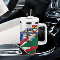 Personalized Ghana Soccer Eagle Tumbler With Handle Ghana Flag Kente - Black Stars Football Stadium Graphic