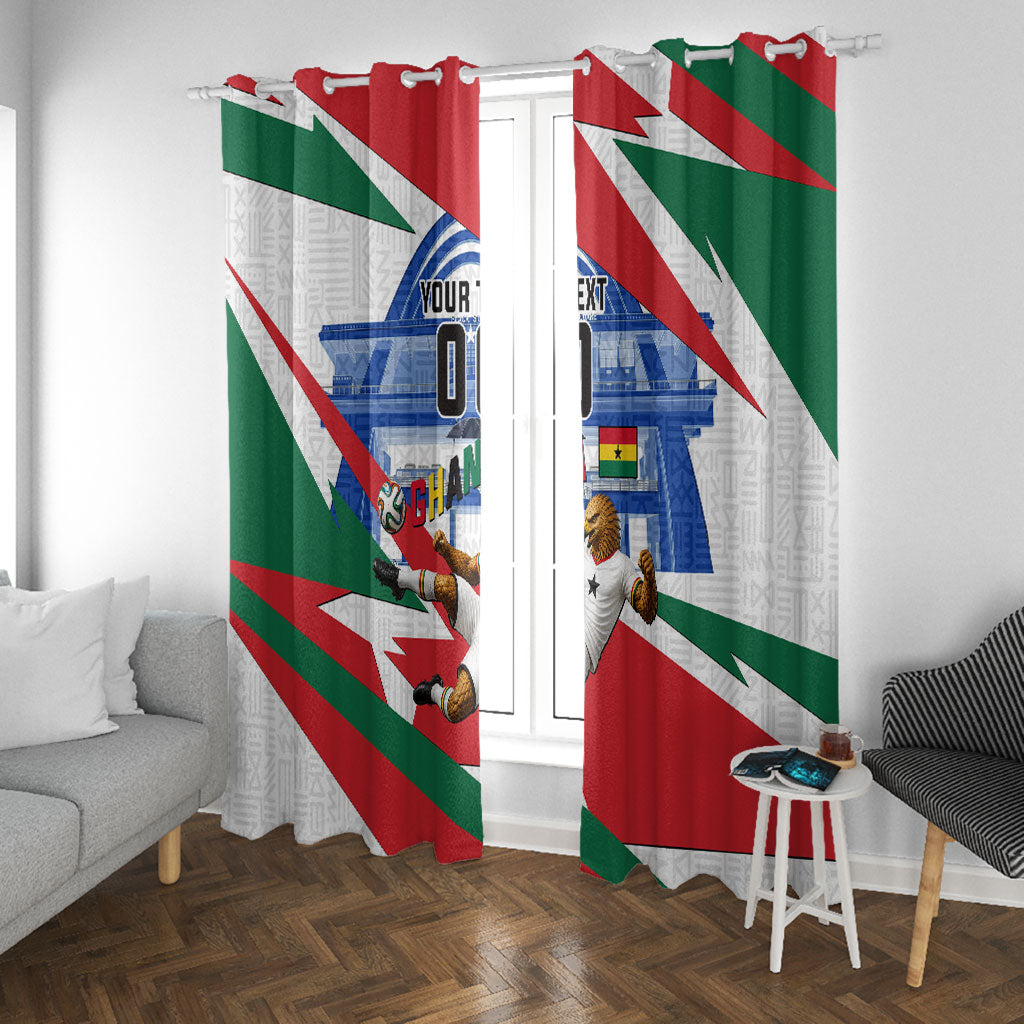 Personalized Ghana Soccer Eagle Window Curtain Ghana Flag Kente - Black Stars Football Stadium Graphic