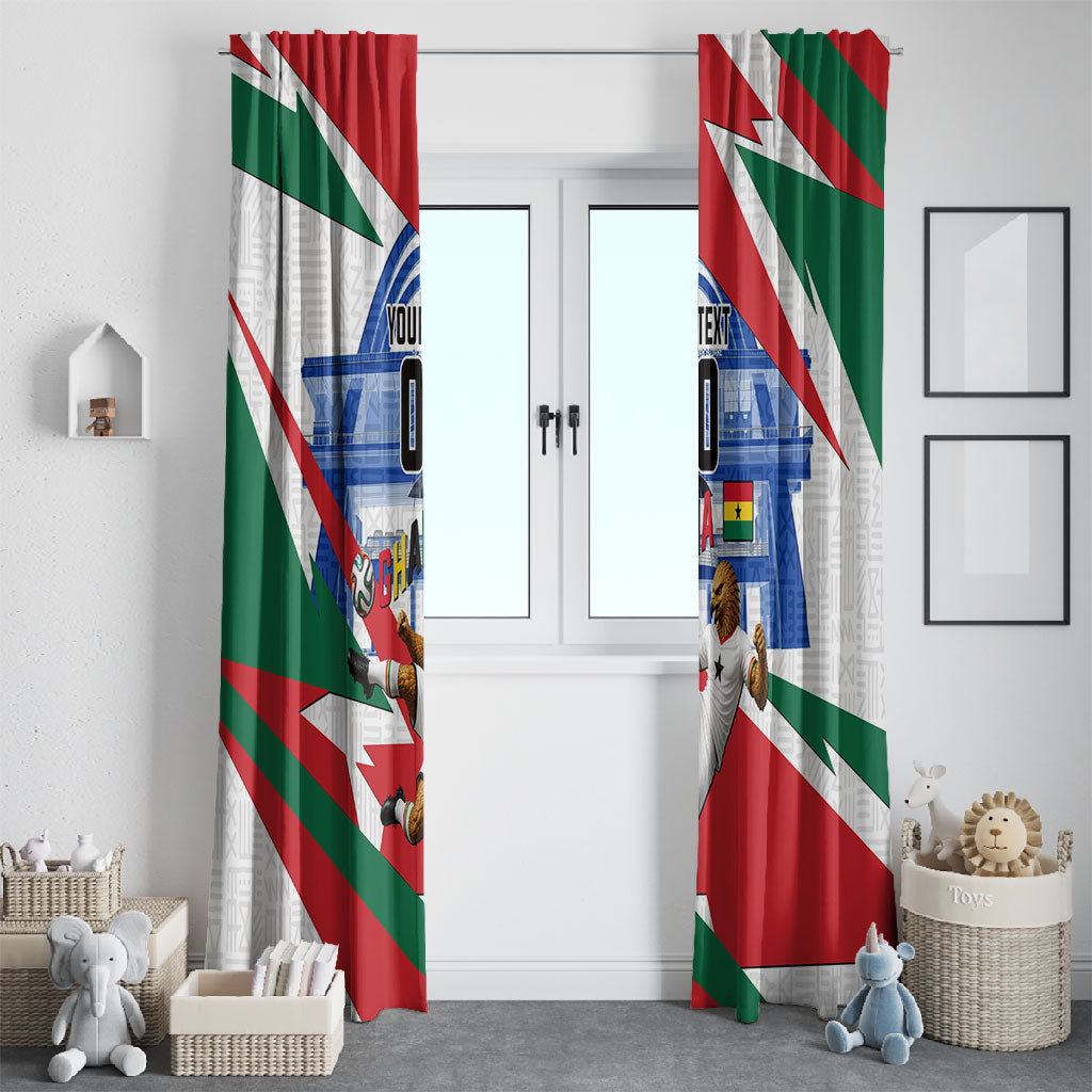 Personalized Ghana Soccer Eagle Window Curtain Ghana Flag Kente - Black Stars Football Stadium Graphic