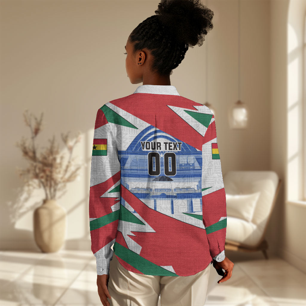 Personalized Ghana Soccer Eagle Women Casual Shirt Ghana Flag Kente - Black Stars Football Stadium Graphic