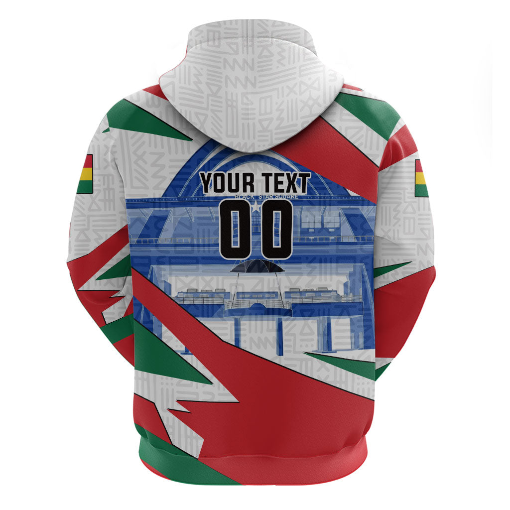 Personalized Ghana Soccer Eagle Zip Hoodie Ghana Flag Kente - Black Stars Football Stadium Graphic