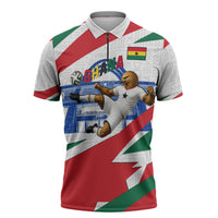Personalized Ghana Soccer Eagle Zipper Polo Shirt Ghana Flag Kente - Black Stars Football Stadium Graphic