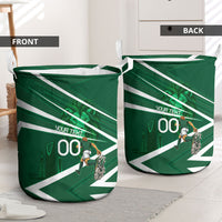 Personalized Saudi Arabia Football Laundry Basket Green Lion Run of Champions