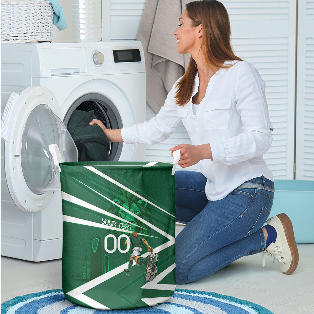 Personalized Saudi Arabia Football Laundry Basket Green Lion Run of Champions