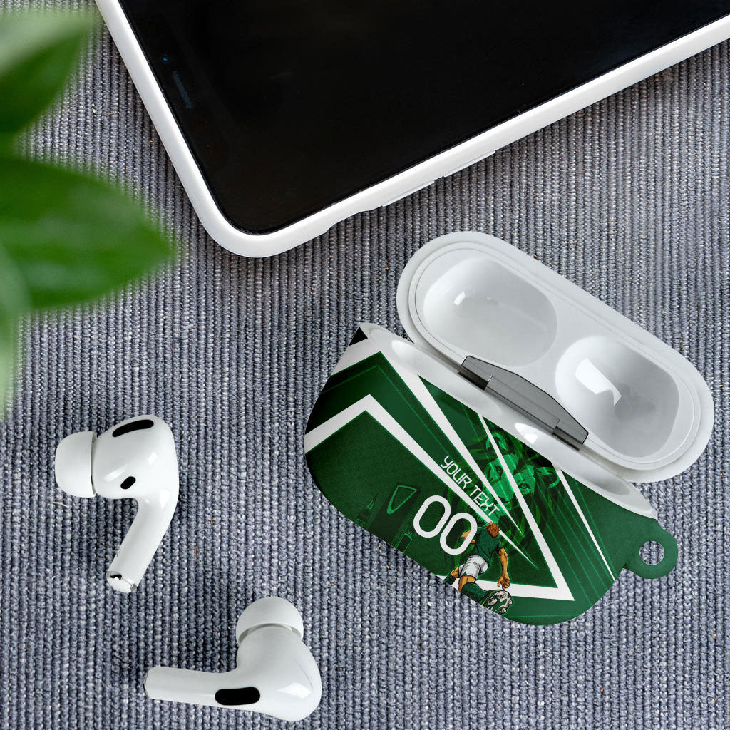 Personalized Saudi Arabia Football AirPods Case Green Lion Run of Champions