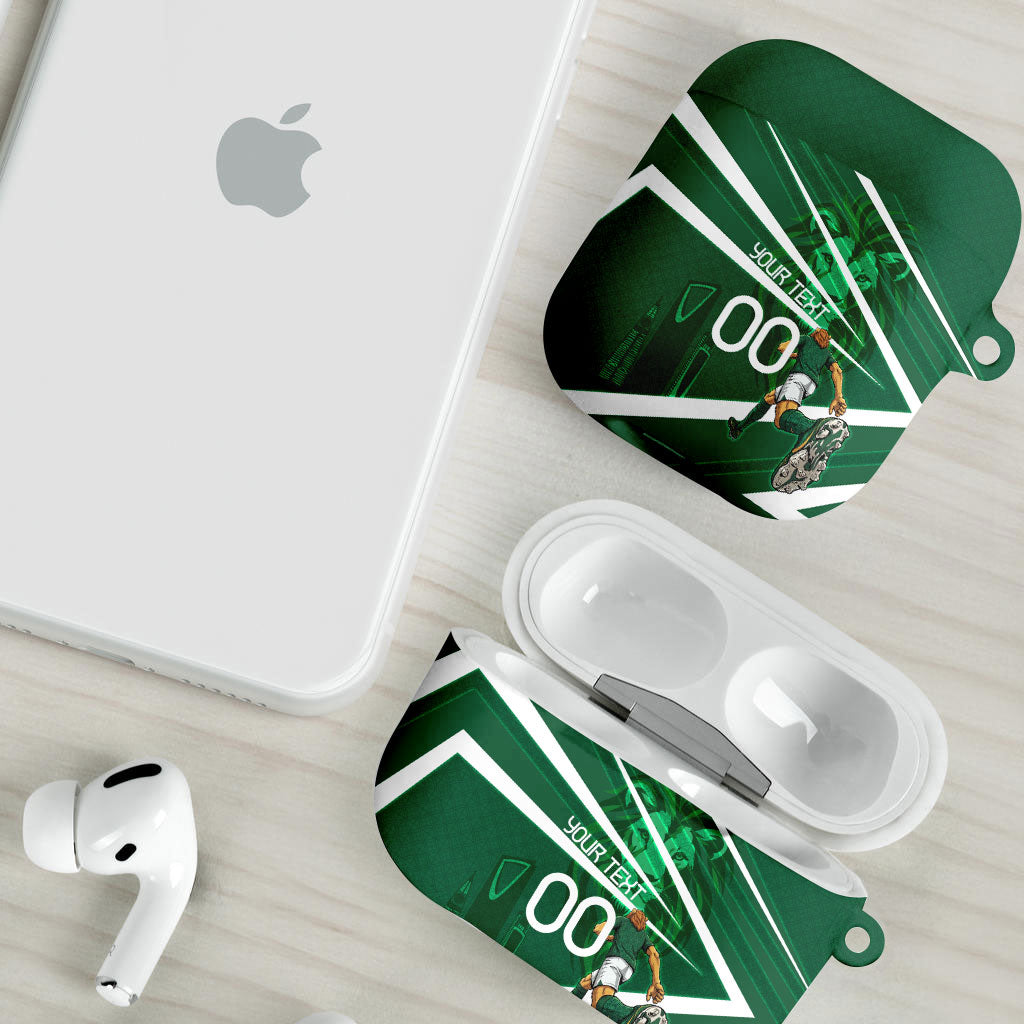 Personalized Saudi Arabia Football AirPods Case Green Lion Run of Champions