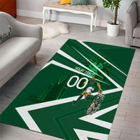 Personalized Saudi Arabia Football Area Rug Green Lion Run of Champions