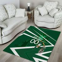 Personalized Saudi Arabia Football Area Rug Green Lion Run of Champions