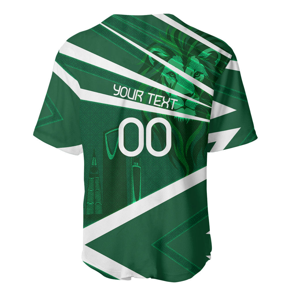 Personalized Saudi Arabia Football Baseball Jersey Green Lion Run of Champions
