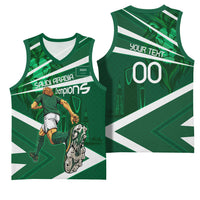 Personalized Saudi Arabia Football Basketball Jersey Green Lion Run of Champions