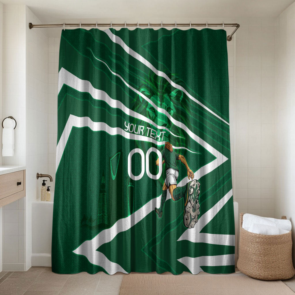 Personalized Saudi Arabia Football Bathroom Set Green Lion Run of Champions