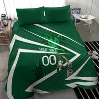 Personalized Saudi Arabia Football Bedding Set Green Lion Run of Champions