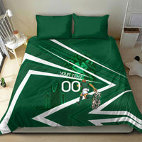 Personalized Saudi Arabia Football Bedding Set Green Lion Run of Champions
