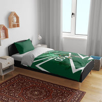 Personalized Saudi Arabia Football Bedding Set Green Lion Run of Champions