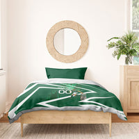 Personalized Saudi Arabia Football Bedding Set Green Lion Run of Champions